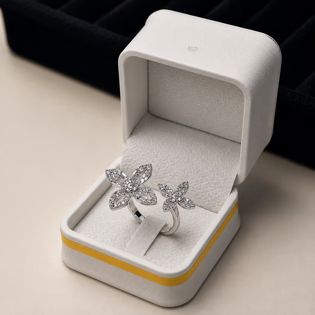 Silver Floral Petal Statement Ring - View 1 - Shop Aizel