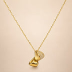 Sculptural CZ Pavé Abstract Gold Pendant Necklace - View 1 - Shop Aizel