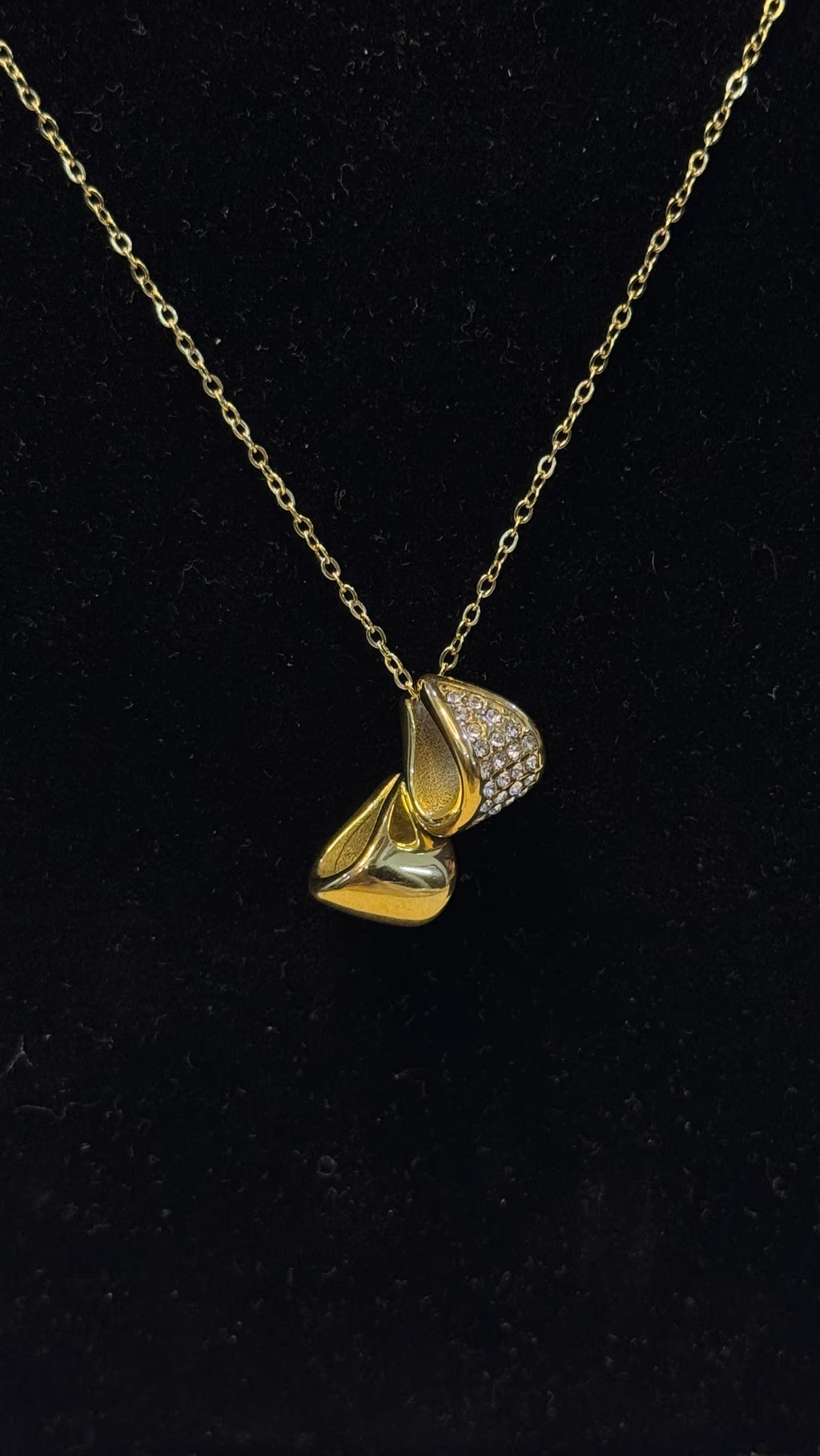 Sculptural CZ Pavé Abstract Gold Pendant Necklace - Original 1 - Shop Aizel