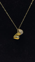 Sculptural CZ Pavé Abstract Gold Pendant Necklace - Original 1 - Shop Aizel