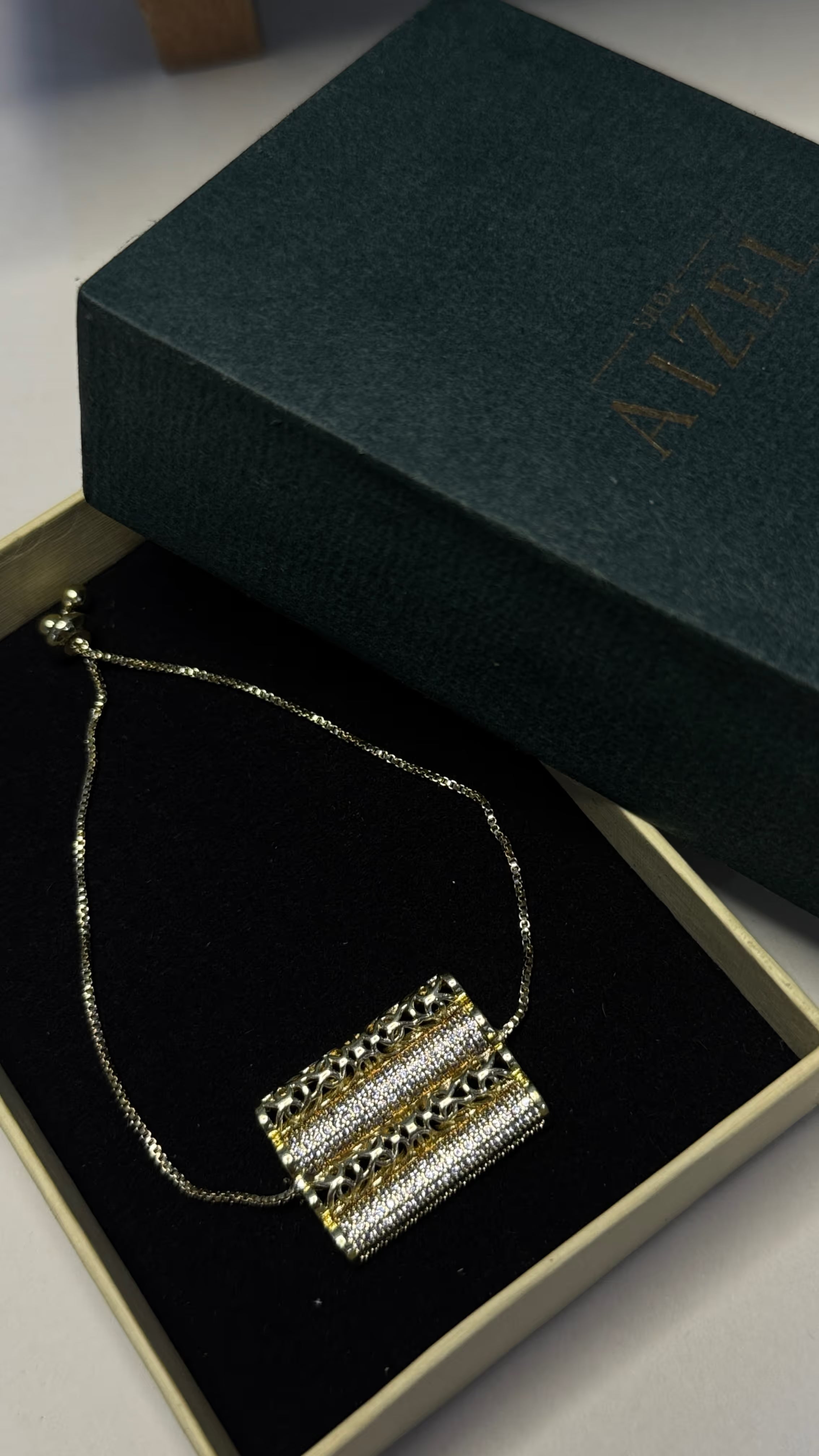 Two-Tone Crystal Encrusted Statement Bangle - View 5 - Shop Aizel