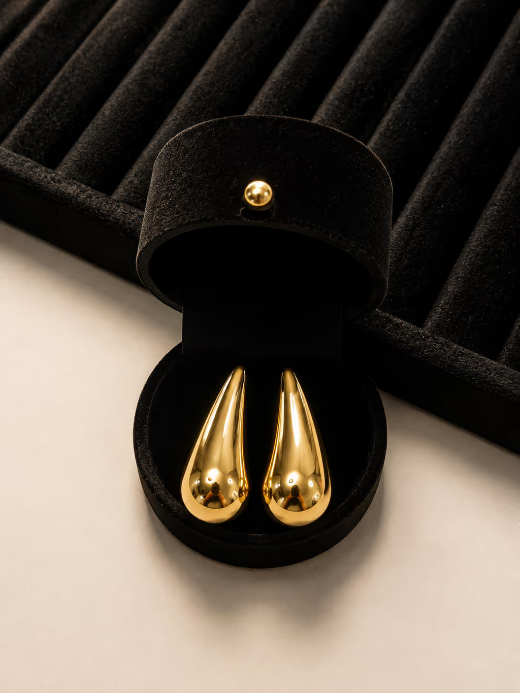 Polished Gold Teardrop Earrings - View 2 - Shop Aizel