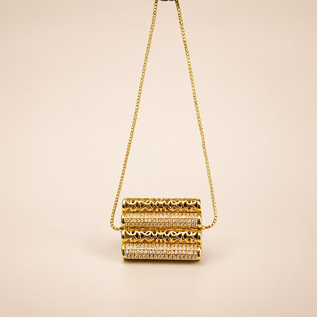 Two-Tone Crystal Encrusted Statement Bangle - View 1 - Shop Aizel