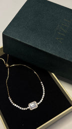 Gold Sparkling Square Zirconia Slider Bracelet - View 4 - Shop Aizel