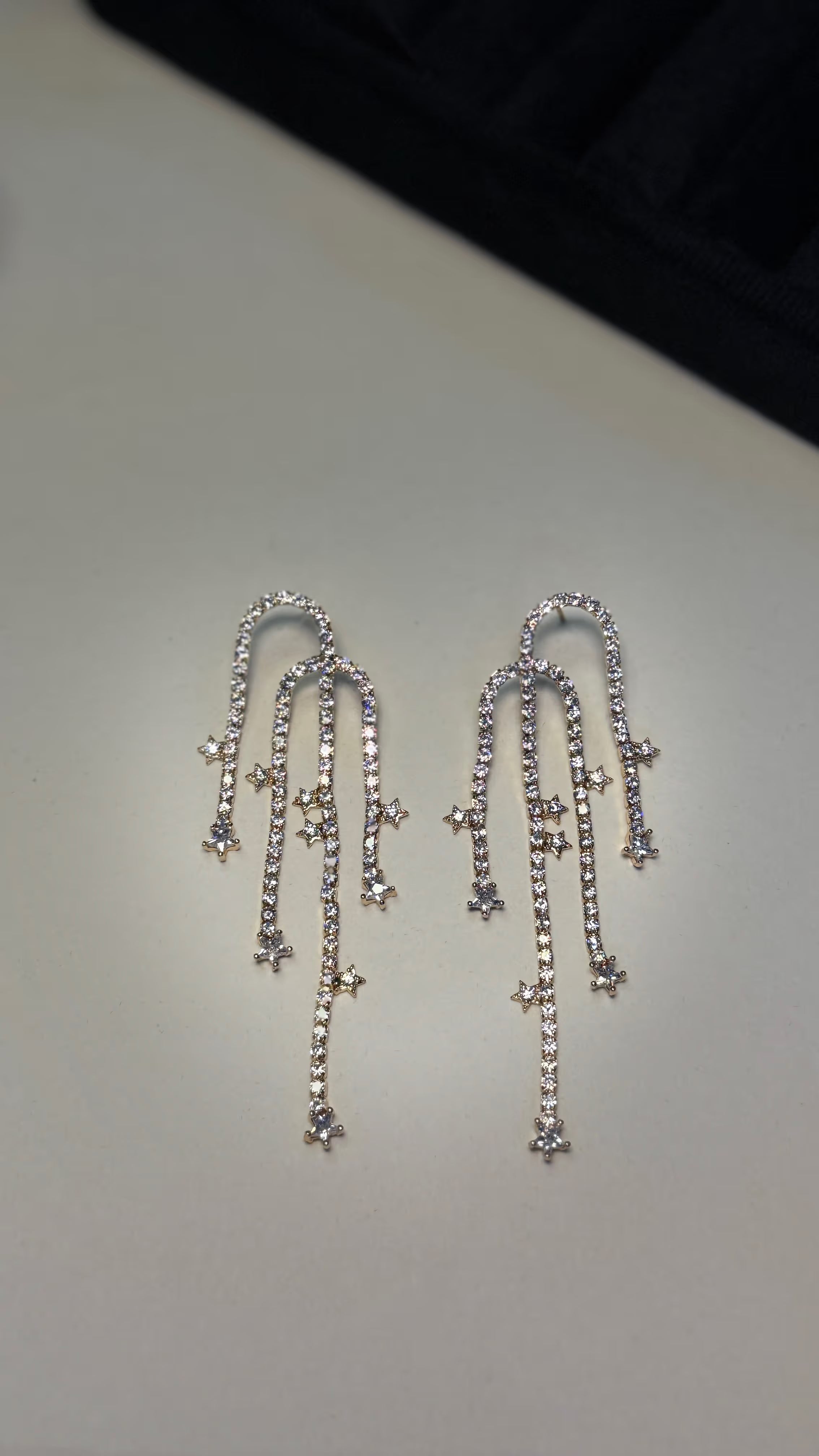 Gold Crystal Cascade Drop Earrings - View 4 - Shop Aizel