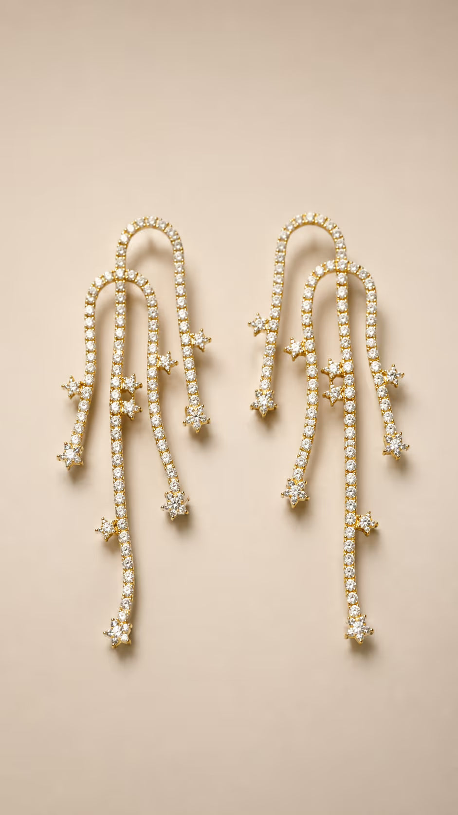 Gold Crystal Cascade Drop Earrings - View 1 - Shop Aizel