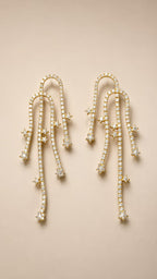 Gold Crystal Cascade Drop Earrings - View 1 - Shop Aizel