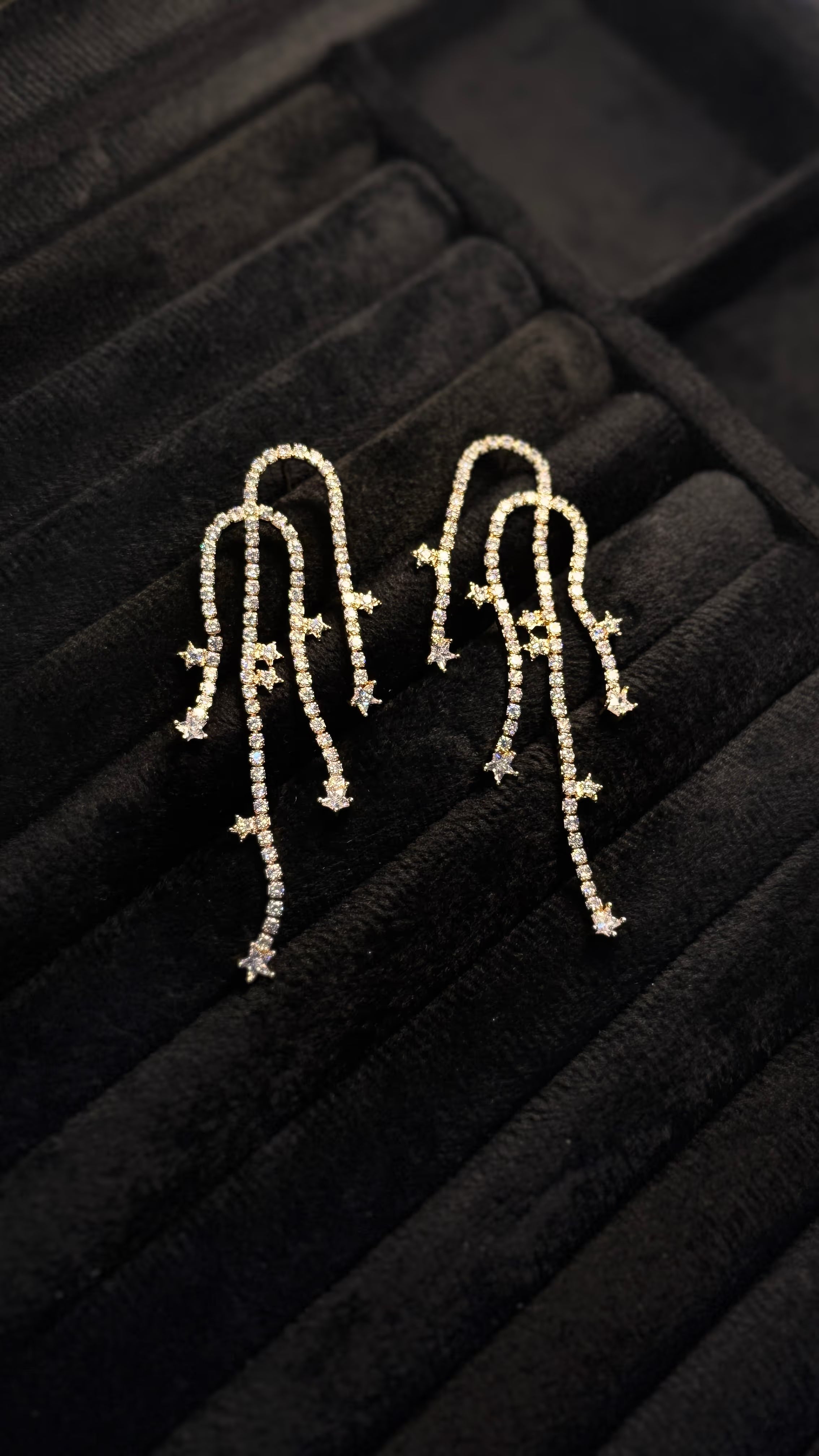 Gold Crystal Cascade Drop Earrings - View 5 - Shop Aizel