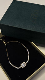 Gold Sparkling Square Zirconia Slider Bracelet - View 6 - Shop Aizel