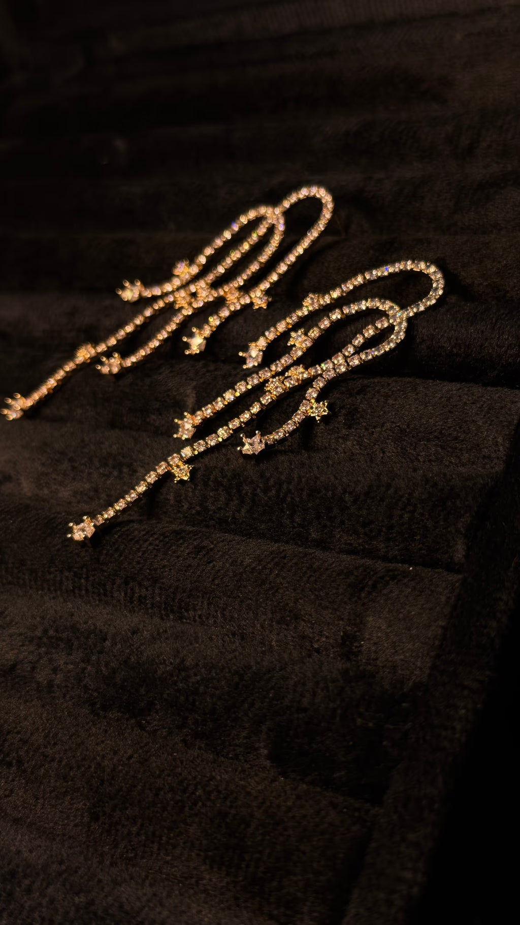 Gold Crystal Cascade Drop Earrings - View 6 - Shop Aizel
