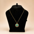 Turquoise Enamel Circle Pendant Necklace - View 1 - Shop Aizel