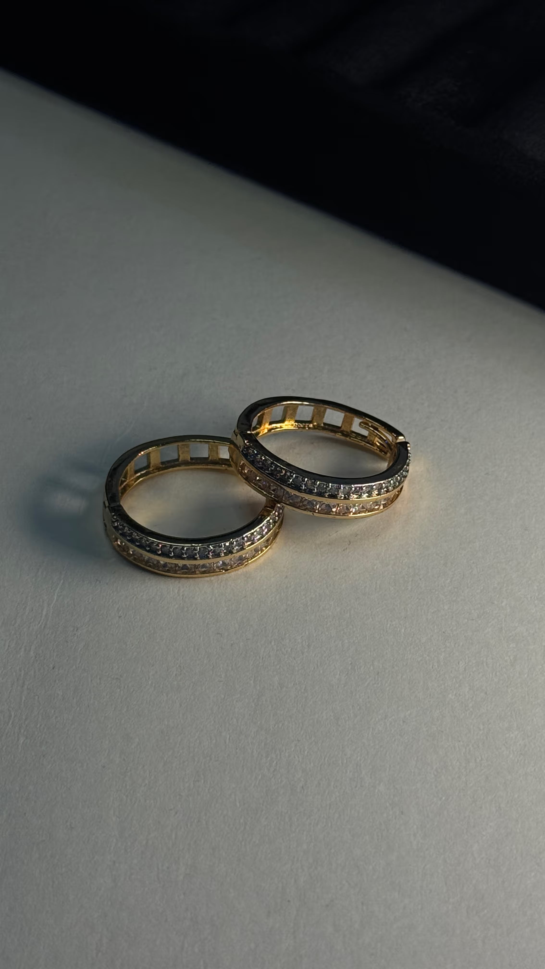 Gold Pavé Crystal Hoop Earrings - View 4 - Shop Aizel