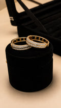 Gold Pavé Crystal Hoop Earrings - View 3 - Shop Aizel