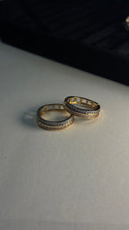 Gold Pavé Crystal Hoop Earrings - View 6 - Shop Aizel