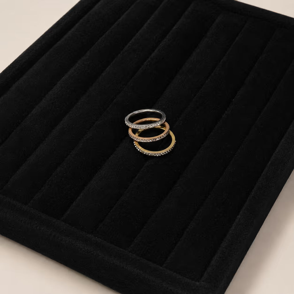 Triple Layer Crystal Eternity Ring Set - View 1 - Shop Aizel