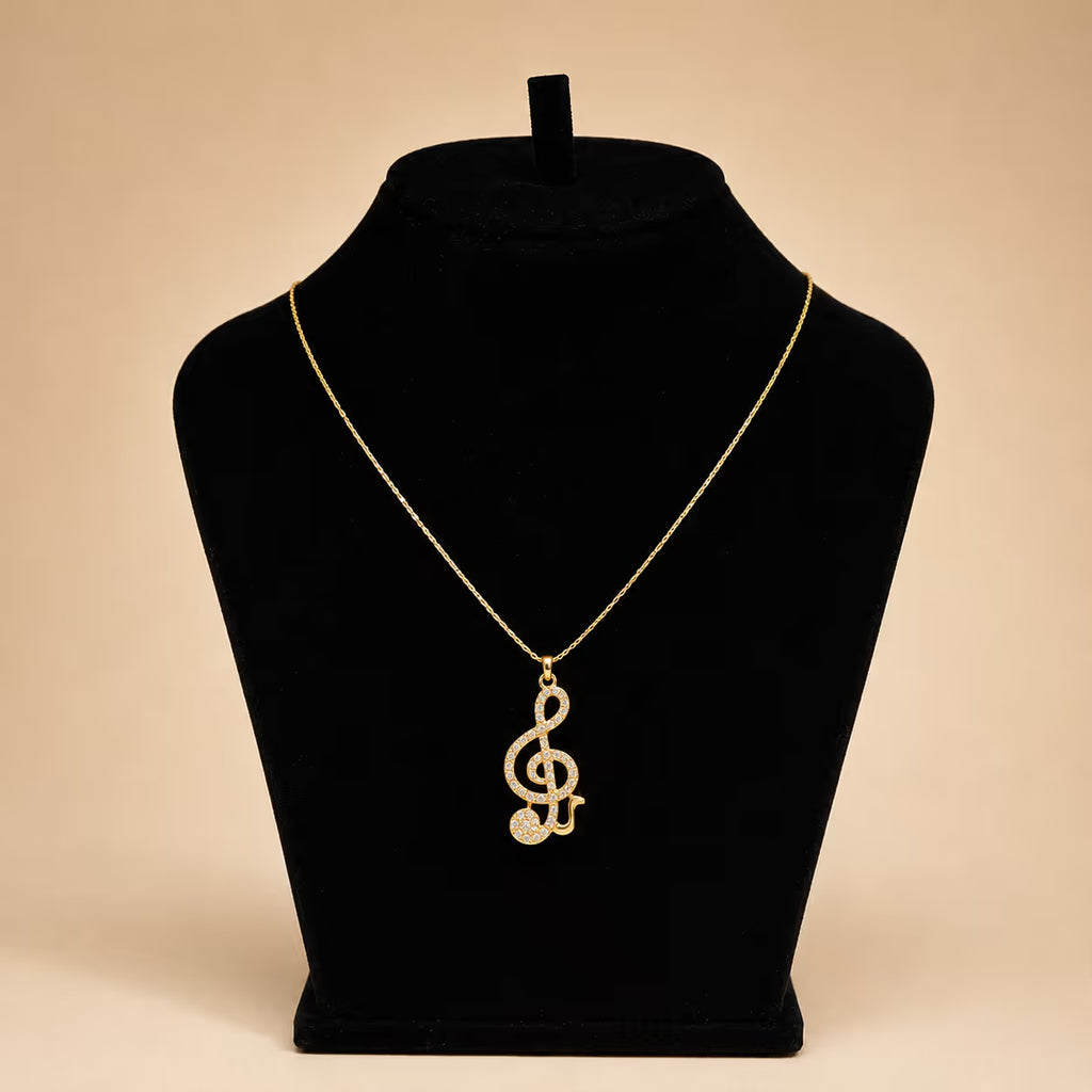 Crystal Music Note Pendant Necklace - View 1 - Shop Aizel