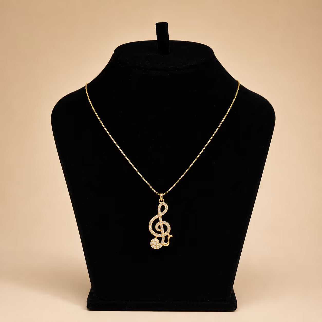 Crystal Music Note Pendant Necklace - View 1 - Shop Aizel