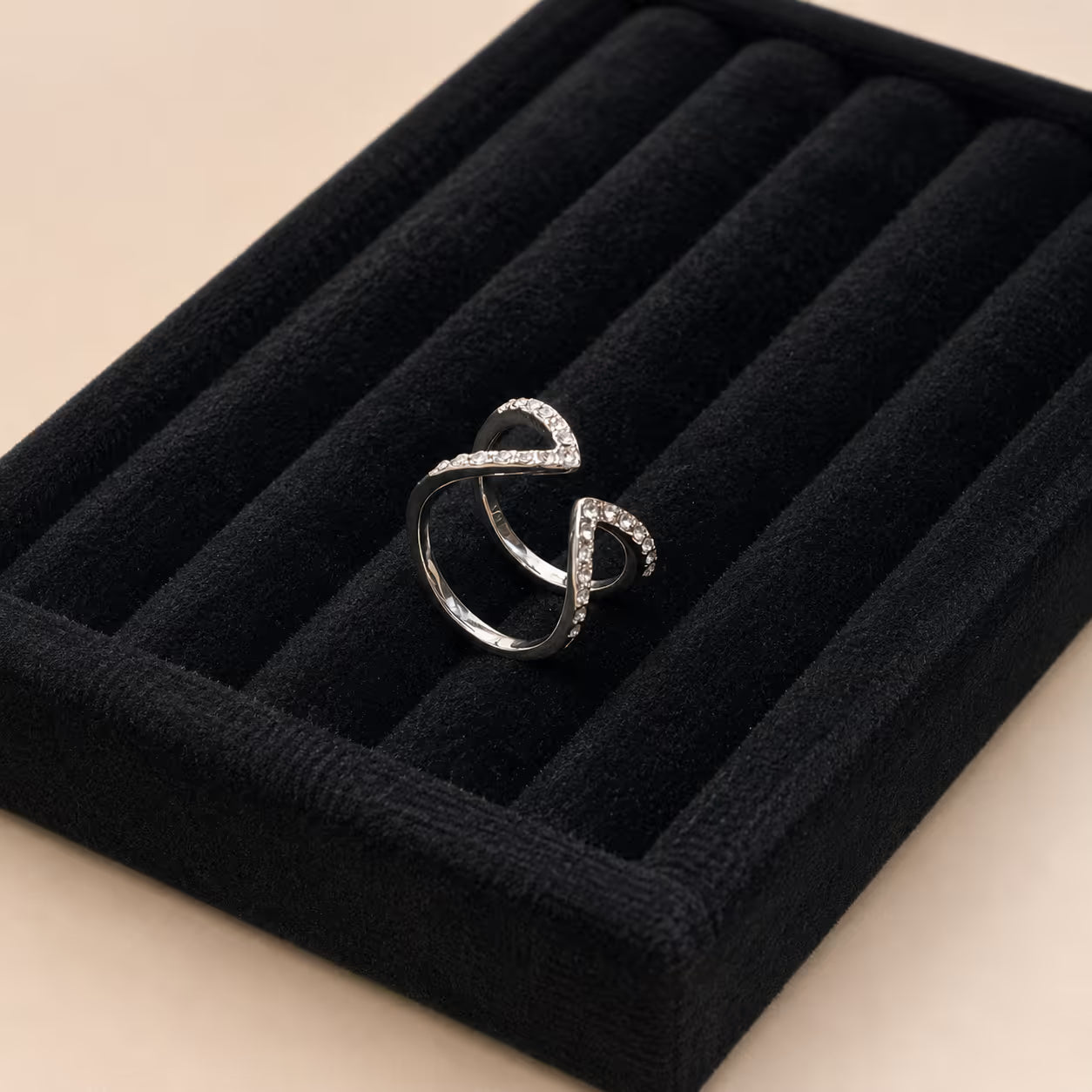 Silver Infinity Interlocking Stone Ring - View 2 - Shop Aizel