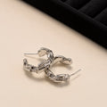 Silver Sculptural Textured Hoop Earrings - View 1 - Shop Aizel