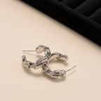 Silver Sculptural Textured Hoop Earrings - View 1 - Shop Aizel