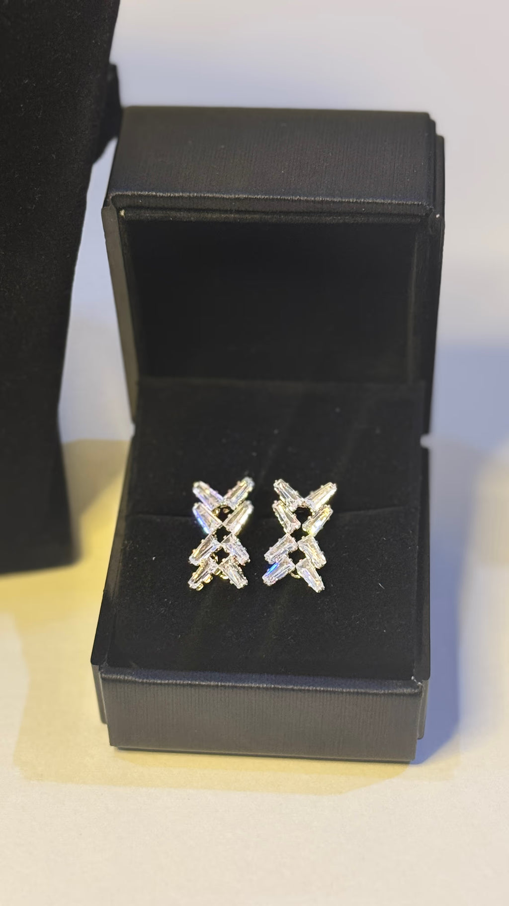 Gold CZ Baguette Cross Pendant Necklace & Earring Set - View 4 - Shop Aizel