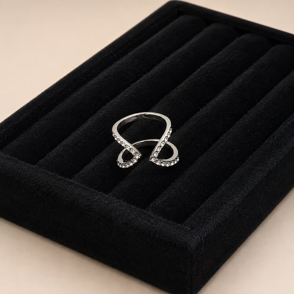 Silver Infinity Interlocking Stone Ring - View 4 - Shop Aizel