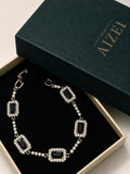 Gold Onyx Rectangular Link Bracelet - View 3 - Shop Aizel