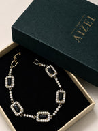 Gold Onyx Rectangular Link Bracelet - View 3 - Shop Aizel