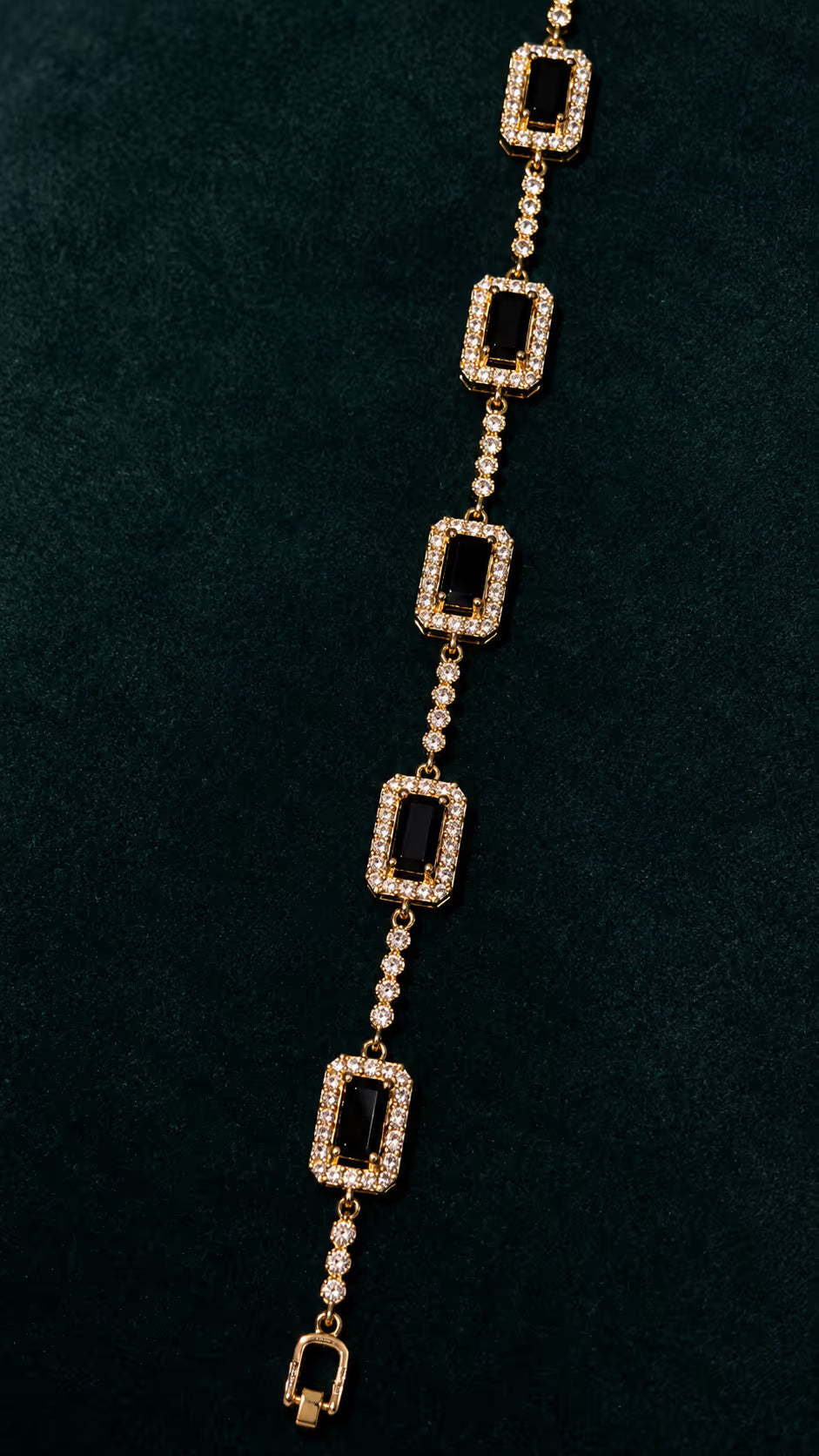 Gold Onyx Rectangular Link Bracelet - View 1 - Shop Aizel