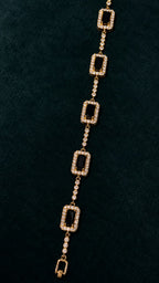 Gold Onyx Rectangular Link Bracelet - View 2 - Shop Aizel