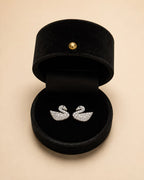 Crystal Swan Stud Earrings - View 1 - Shop Aizel