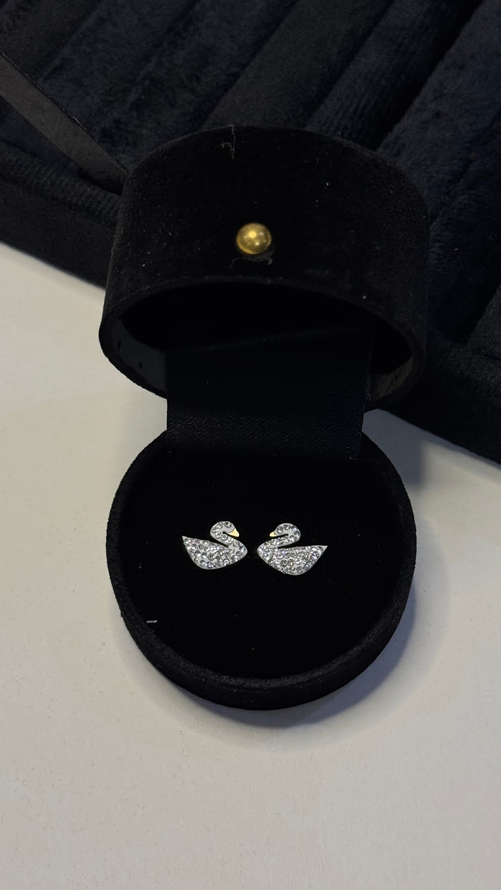 Crystal Swan Stud Earrings - View 3 - Shop Aizel