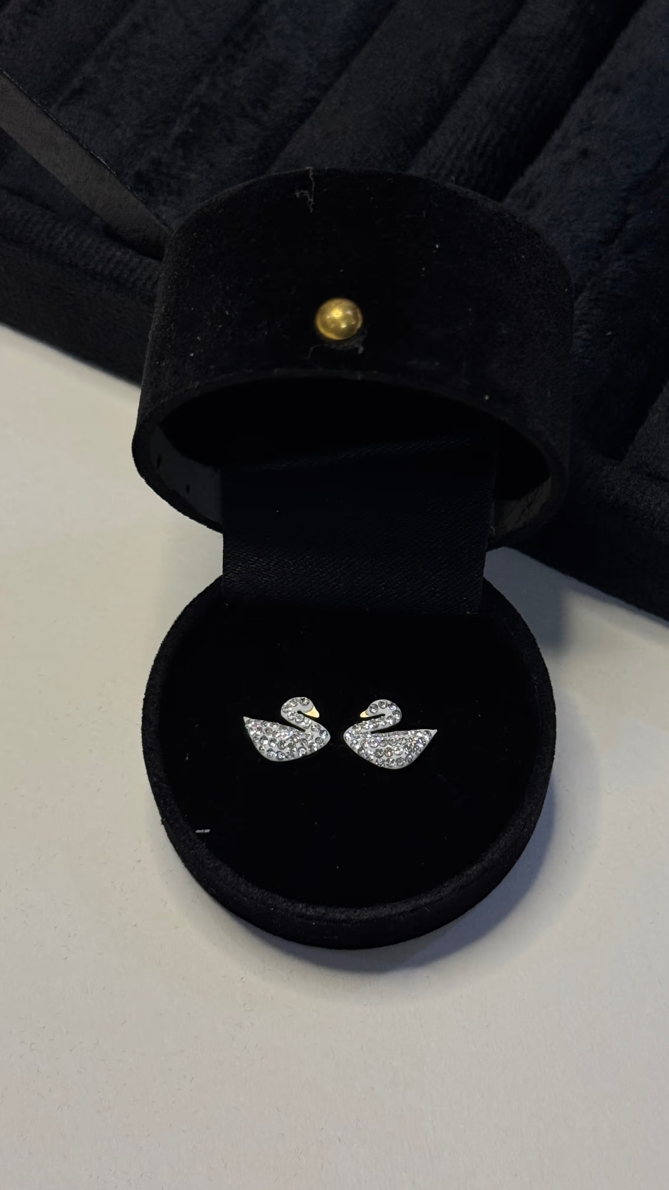 Crystal Swan Stud Earrings - View 3 - Shop Aizel