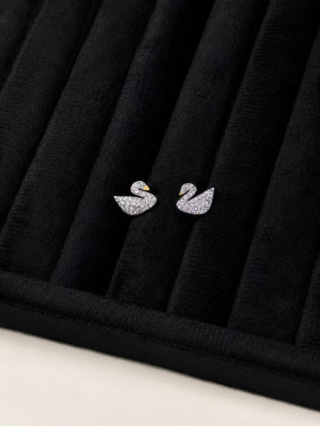 Crystal Swan Stud Earrings - View 2 - Shop Aizel