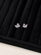 Crystal Swan Stud Earrings - View 2 - Shop Aizel