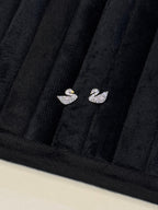 Crystal Swan Stud Earrings - View 4 - Shop Aizel