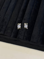 Gold Tone Cushion Cut Crystal Stud Earrings - View 6 - Shop Aizel