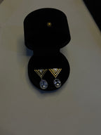 Mixed Metal Geometric Crystal Drop Earrings - View 5 - Shop Aizel