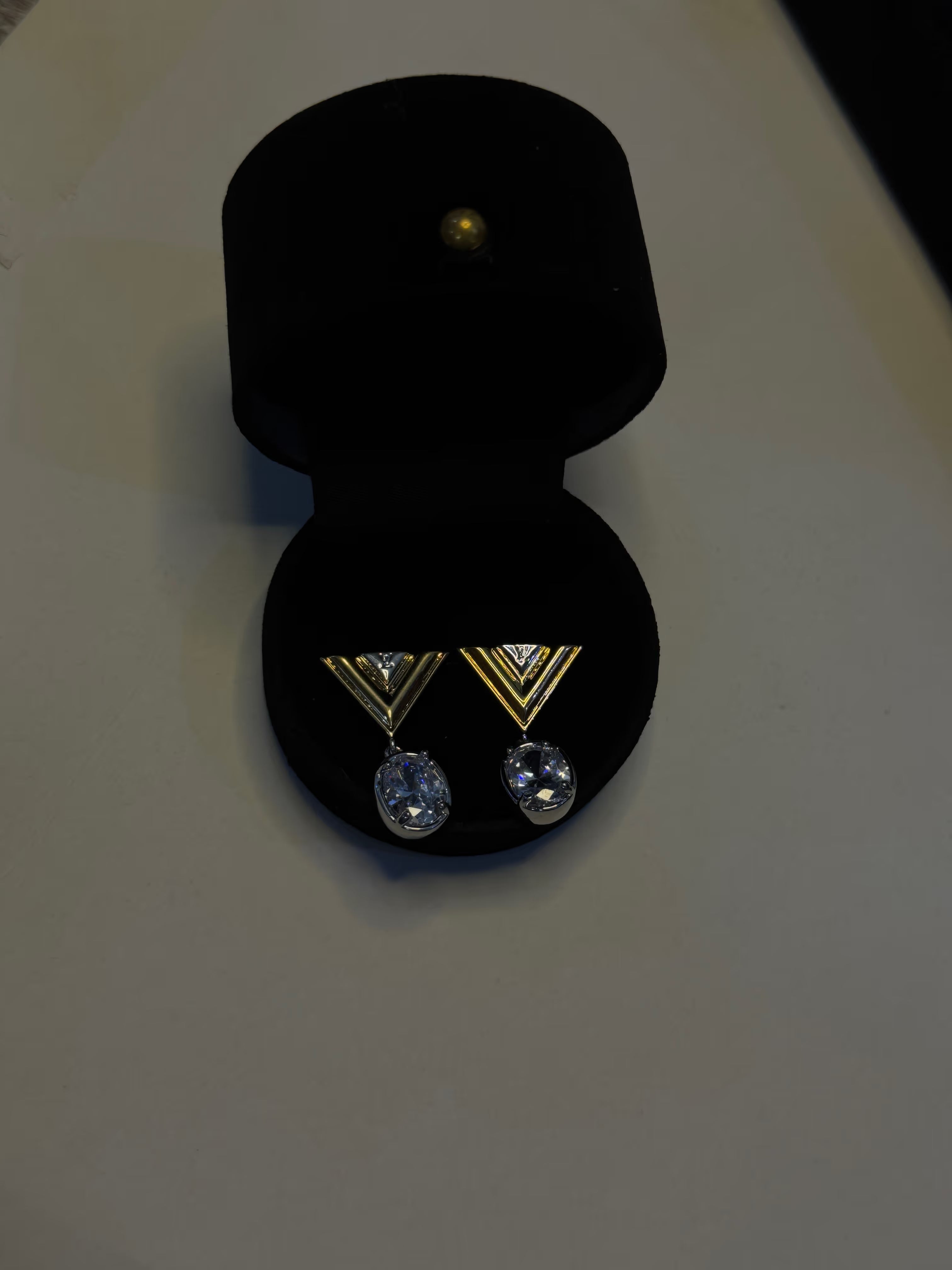 Mixed Metal Geometric Crystal Drop Earrings - View 5 - Shop Aizel