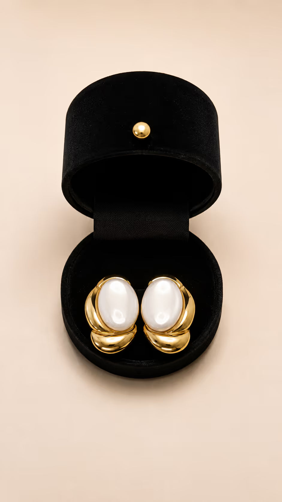 Gold Oval Statement Stud Earrings - View 1 - Shop Aizel