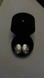 Gold Oval Statement Stud Earrings - View 3 - Shop Aizel