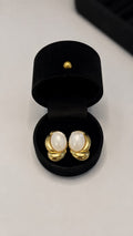 Gold Oval Statement Stud Earrings - View 2 - Shop Aizel