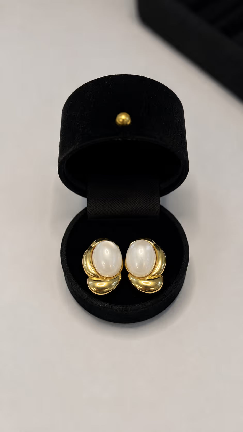 Gold Oval Statement Stud Earrings - View 2 - Shop Aizel