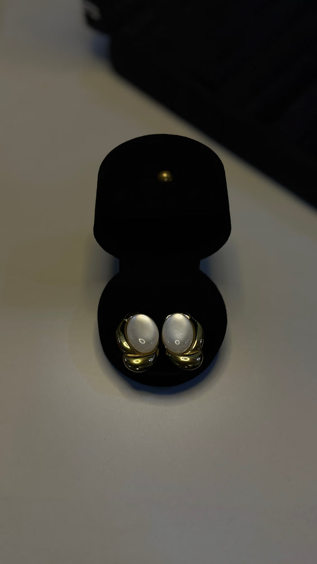 Gold Oval Statement Stud Earrings - View 4 - Shop Aizel
