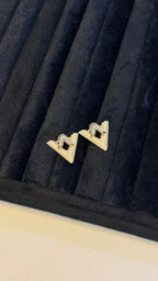 Gold-Tone Chevron Crystal Stud Earrings - View 3 - Shop Aizel