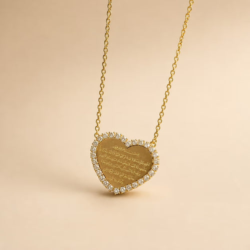 Ayatul Kursi Heart Pendant Necklace - View 1 - Shop Aizel