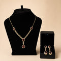 Ruby Red Drop Pendant Necklace & Earring Set - View 1 - Shop Aizel