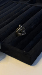 Gold Black Crystal Bypass Statement Ring - View 7 - Shop Aizel