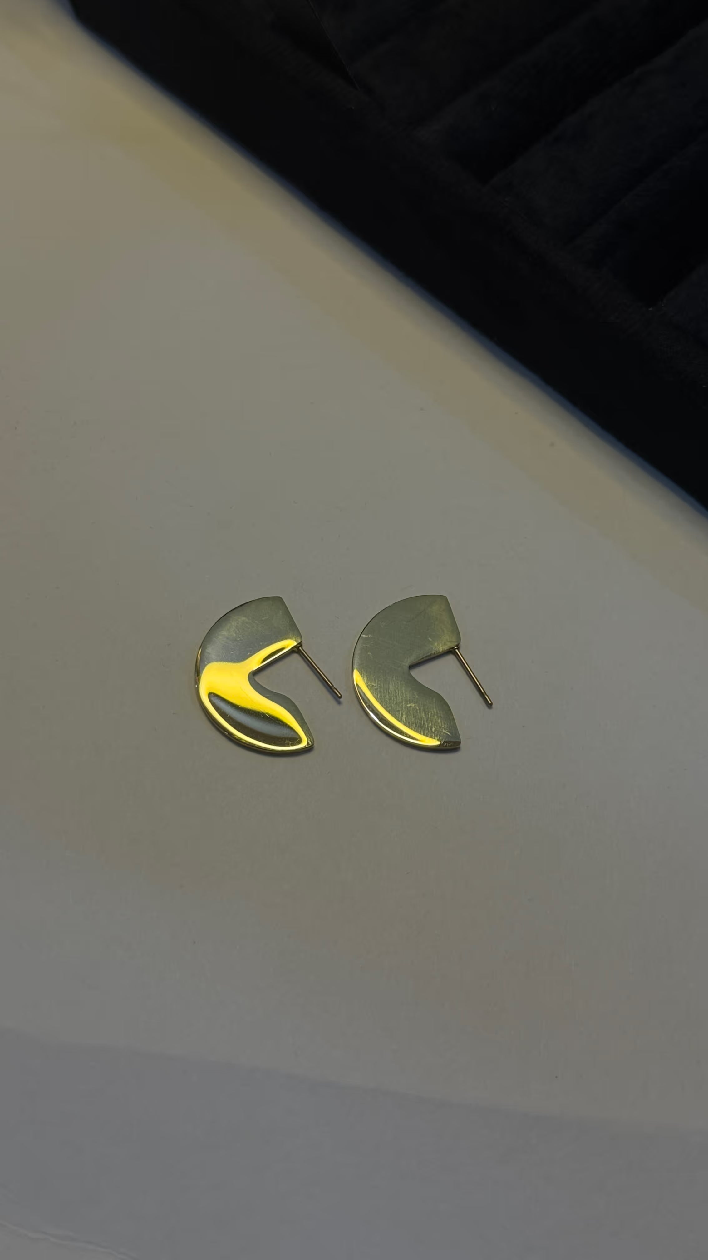 Gold Geometric Abstract Stud Earrings - View 3 - Shop Aizel