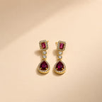Ruby Red Drop Pendant Necklace & Earring Set - View 2 - Shop Aizel